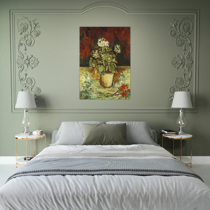 Geranium in a Flowerpot - Vincent van Gogh Brushed Aluminum Print - 70x100 cm / 28x40 inches | Vincent van Gogh Aluminum Print | Vincent van Gogh Prints