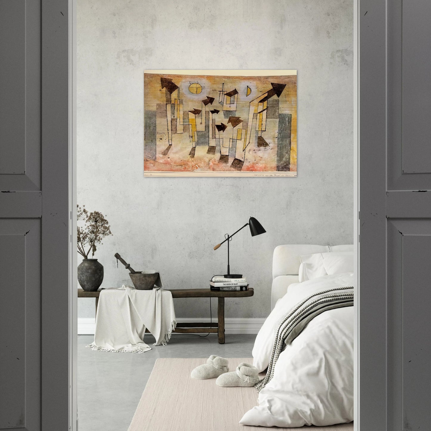 WALL PAINTING FROM THE TEMPLE OF LONGING 1922 - Paul Klee Brushed Aluminum Print - 70x100 cm / 28x40 inches | Paul Klee Aluminum Print | Paul Klee Prints