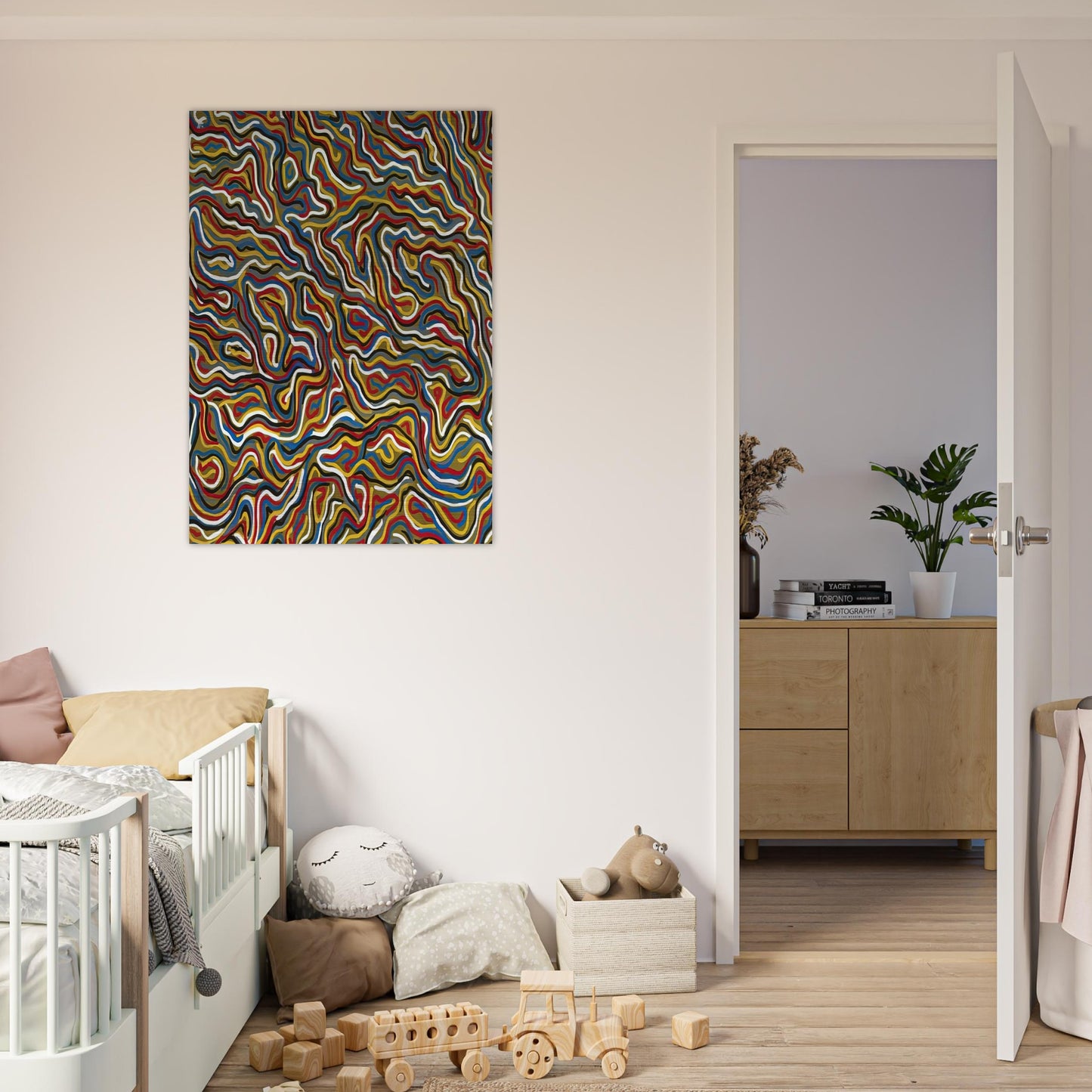 Squiggly Brushstrokes Olive - Sol LeWitt Brushed Aluminum Print - 70x100 cm / 28x40 inches | Sol LeWitt Aluminum Print | Sol LeWitt Prints