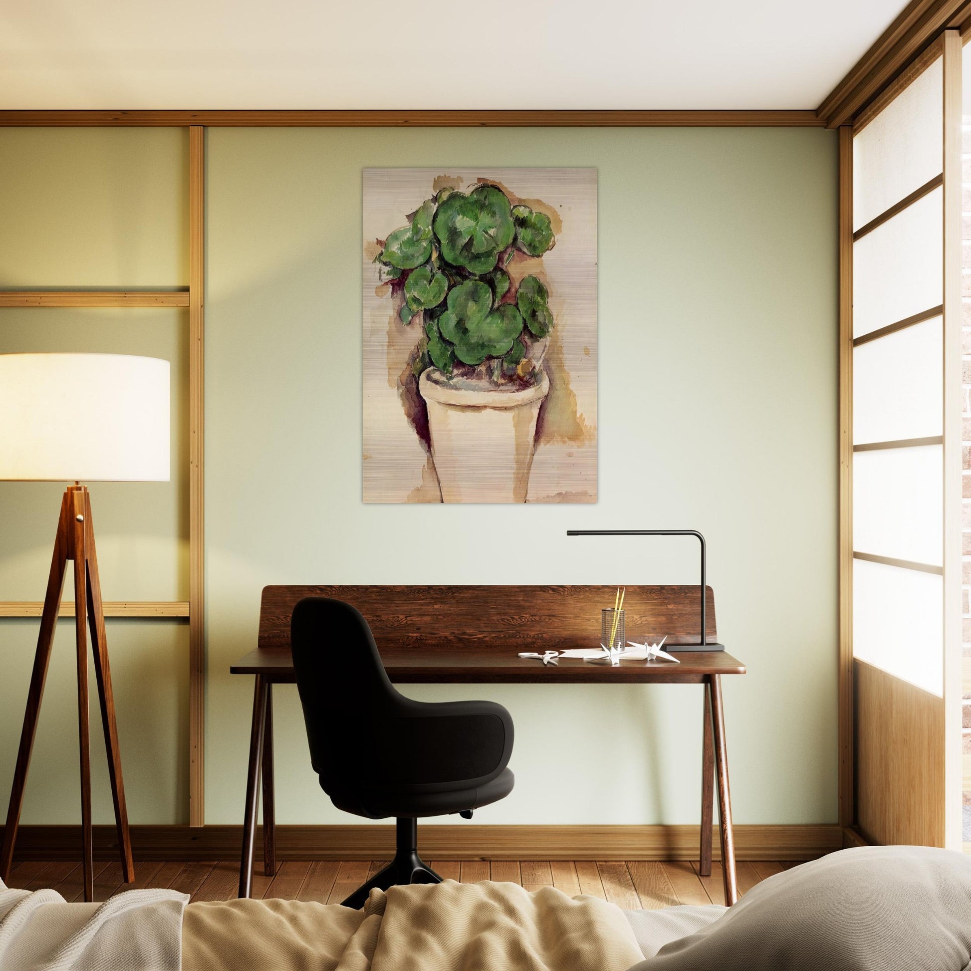 Pot of Geraniums - Paul Cézanne Brushed Aluminum Print - 70x100 cm / 28x40 inches | Paul Cézanne Aluminum Print | Paul Cézanne Prints
