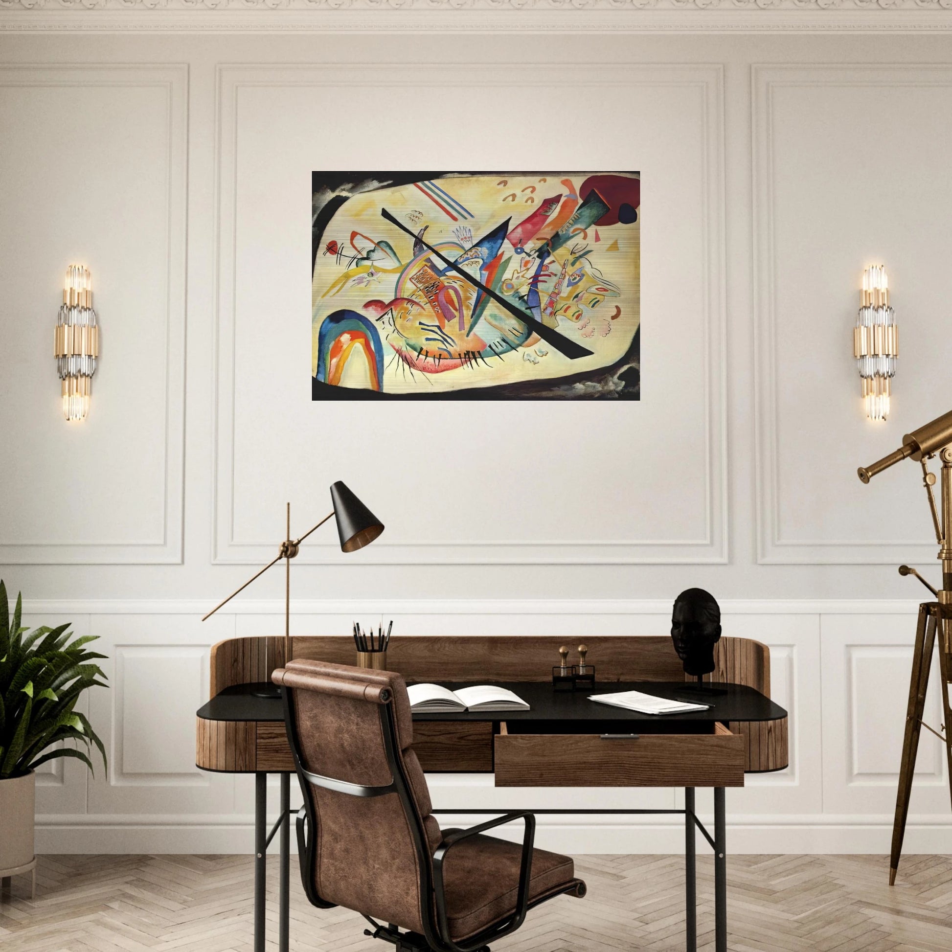 WHITE OVAL 1919 - Wassily Kandinsky Brushed Aluminum Print - 70x100 cm / 28x40 inches | Wassily Kandinsky Aluminum Print | Wassily Kandinsky Prints