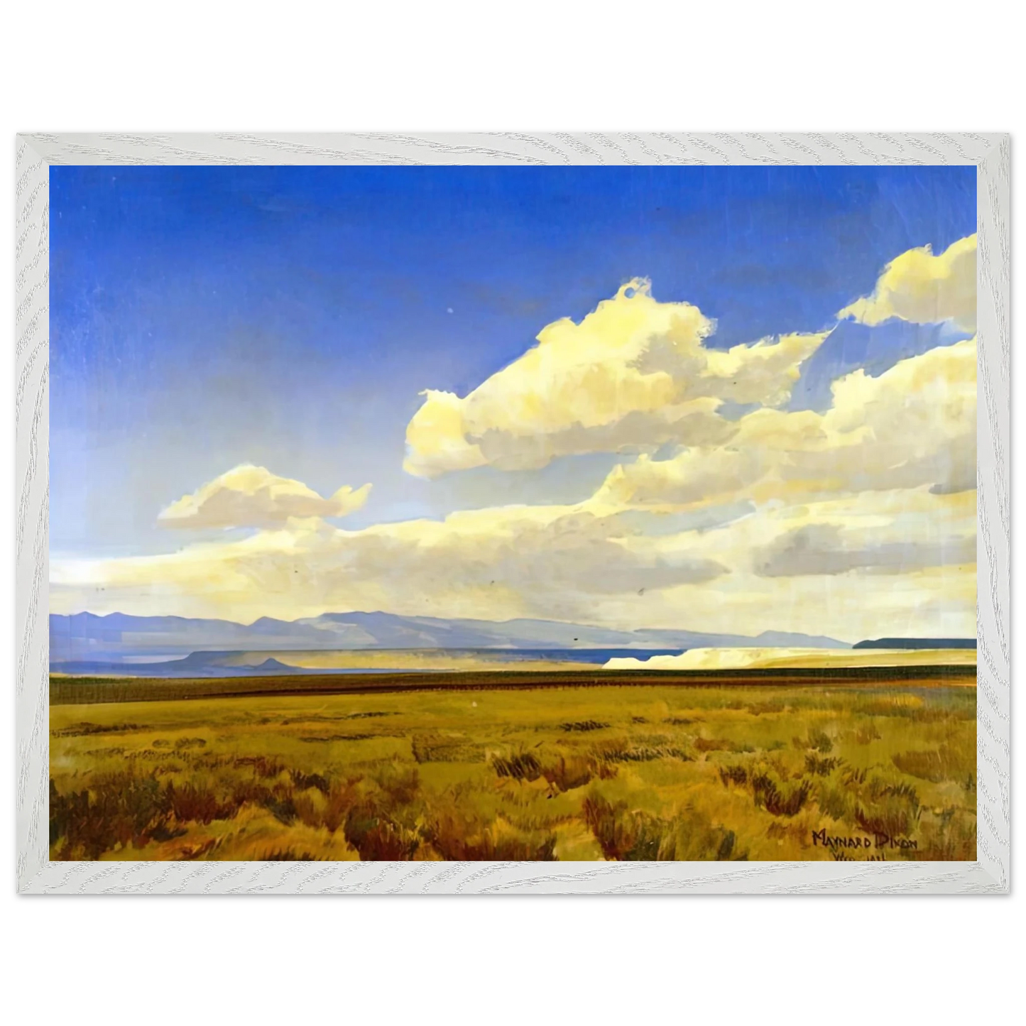 Maynard Dixon - WIND OF WYOMING 1936 Wall art - 27x35 cm / 11x14 inches - Premium Wooden Framed Poster With Fine Art Paper-canvas - White frame