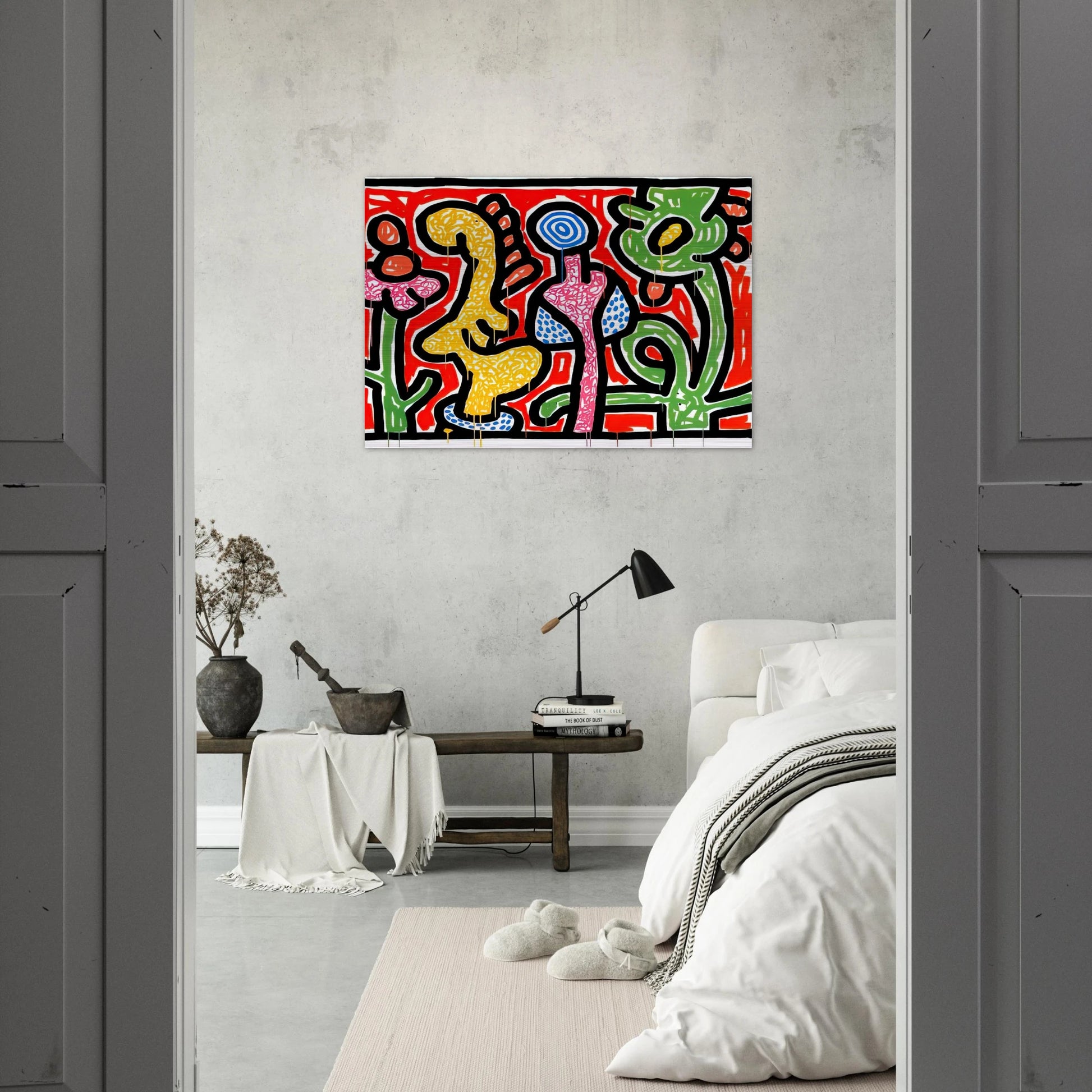 FLOWERS IV 1990 - Keith Haring Brushed Aluminum Print - 70x100 cm / 28x40 inches | Keith Haring Aluminum Print | Keith Haring Prints