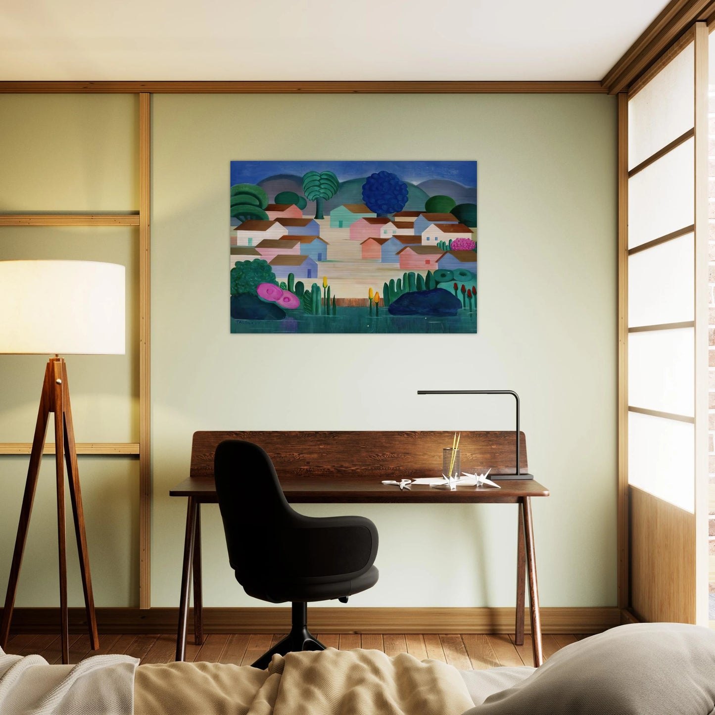 Landscape with Sixteen Houses - Tarsila do Amaral Brushed Aluminum Print - 70x100 cm / 28x40 inches | Tarsila do Amaral Aluminum Print | Tarsila do Amaral Prints