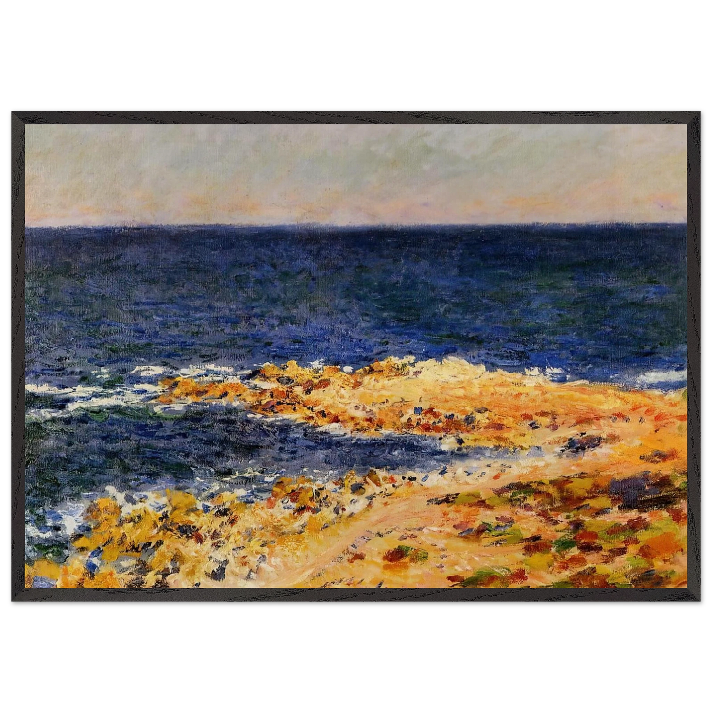 The Big Blue at Antibes - claude monet 70x100 cm / 28x40 inches Framed Art Print – Black Wooden Frame