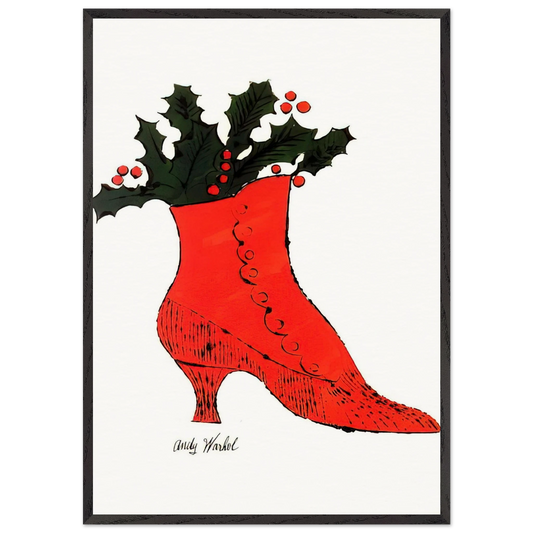 Untitled  red Boot Wit Holly  - Andy Warhol 70x100 cm / 28x40 inches Framed Art Print – Black Wooden Frame