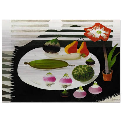 Still life with pears and onions - 1992 - Mary Fedden Brushed Aluminum Print - 70x100 cm / 28x40 inches | Mary Fedden Aluminum Print | Mary Fedden Prints