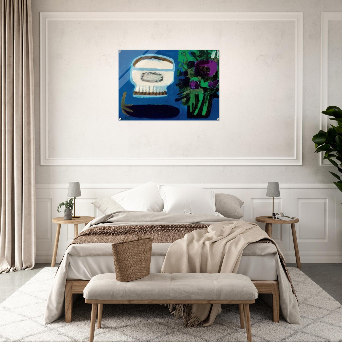 Aubergine and flowers - 1968 - Mary Fedden Acrylic Print - 70x100 cm / 28x40″ inches
