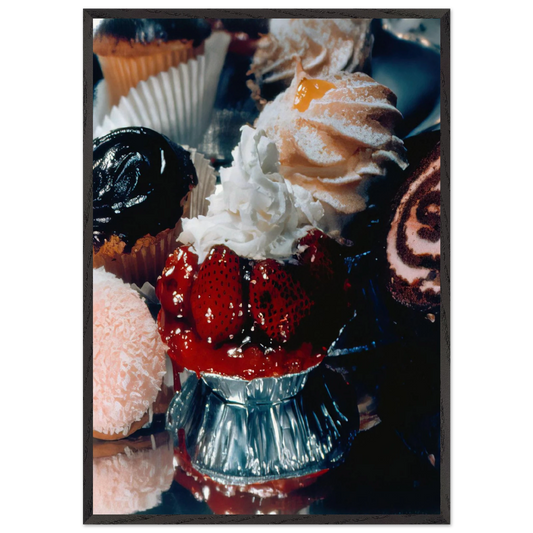 STRAWBERRY TART SUPREME 1974 - Audrey Flack 70x100 cm / 28x40 inches Framed Art Print – Black Wooden Frame
