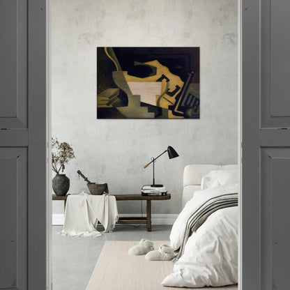 STILL LIFE WITH NEWSPAPER 1918 - Juan Gris Brushed Aluminum Print - 70x100 cm / 28x40 inches | Juan Gris Aluminum Print | Juan Gris Prints