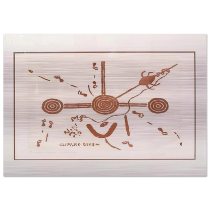Ngarlu, Love Story - 1994 - Clifford Possum Tjapaltjarri Brushed Aluminum Print - 70x100 cm / 28x40 inches | Clifford Possum Tjapaltjarri Aluminum Print | Clifford Possum Tjapaltjarri Prints