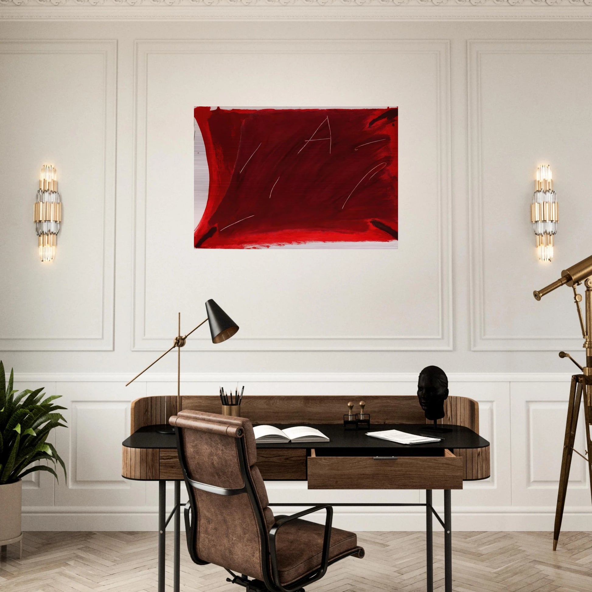 NEGRE I ROIG V A DAMUNT VERMELL 1976 - Antoni Tapies Brushed Aluminum Print - 70x100 cm / 28x40 inches | Antoni Tapies Aluminum Print | Antoni Tapies Prints