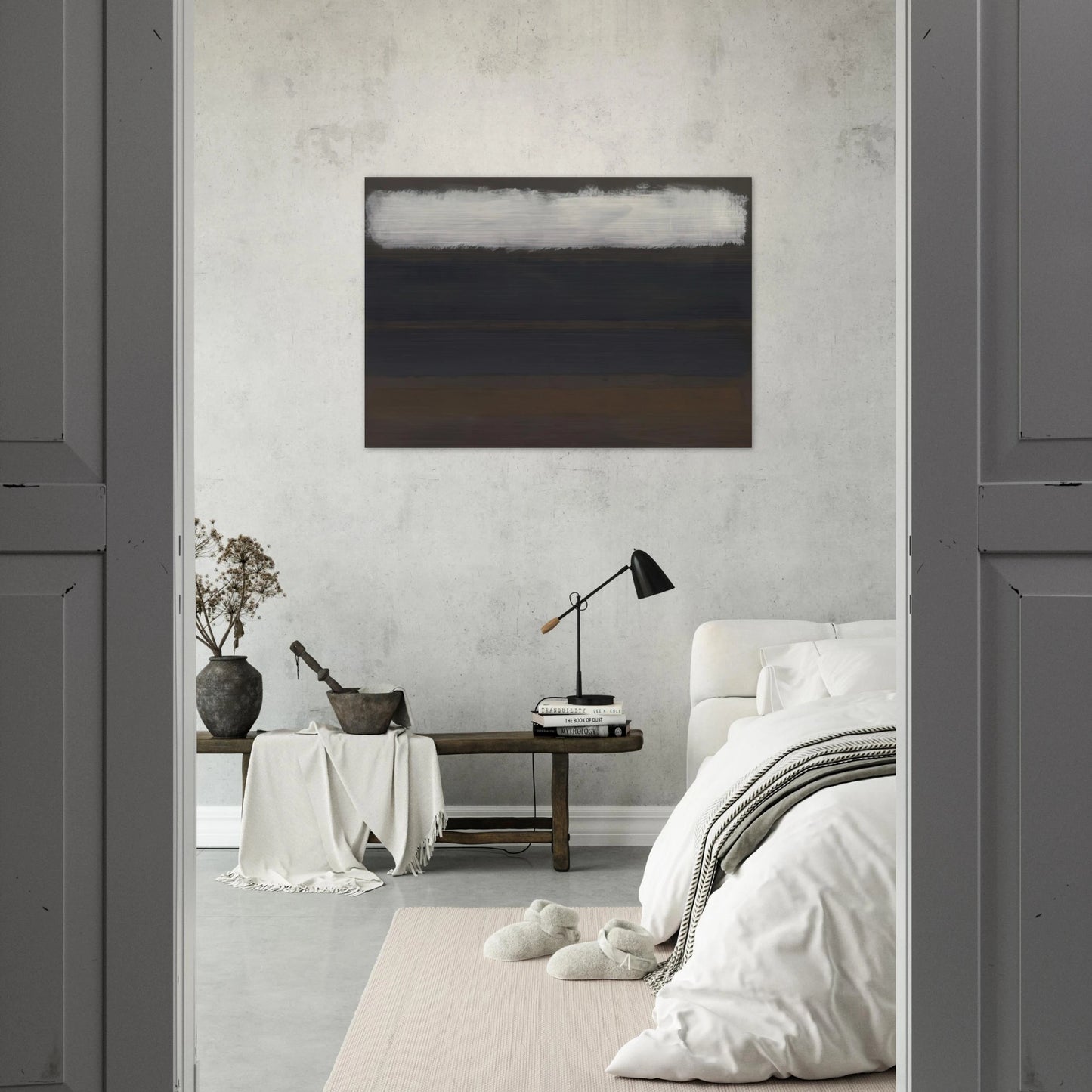 No. 14 Horizontals, White over Darks - 1961 - Mark Rothko Brushed Aluminum Print - 70x100 cm / 28x40 inches | Mark Rothko Aluminum Print | Mark Rothko Prints
