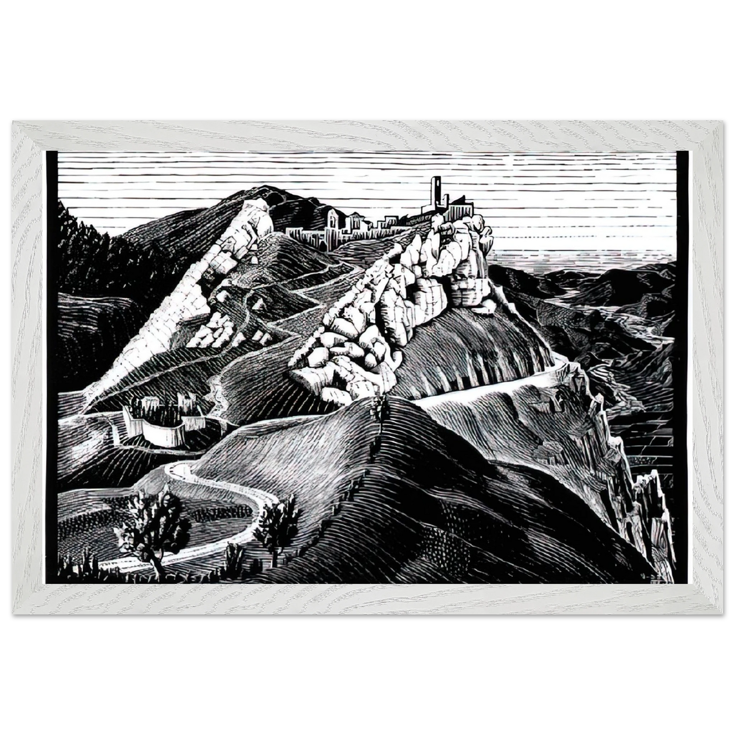 MC Escher - ESCHER (16) Wall Art - 30x40 cm / 12x16 inches - Premium Wooden Framed Poster With Fine Art Paper-canvas - Black frame