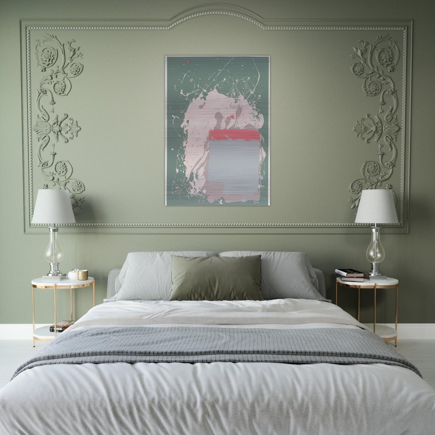 Grey  Blue on Green - 1971 - John Hoyland Brushed Aluminum Print - 70x100 cm / 28x40 inches | John Hoyland Aluminum Print | John Hoyland Prints