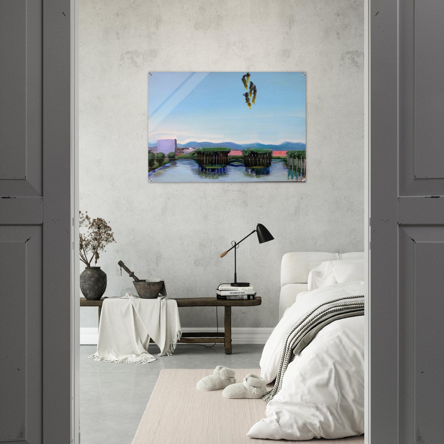 Echo Park Falling Angels - 1974 - Carlos Almaraz Acrylic Print - 70x100 cm / 28x40″ inches | Carlos Almaraz Wall Art | Carlos Almaraz Prints