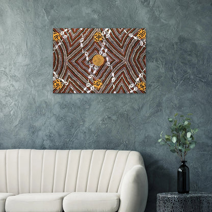 Salt Lake at Napperby - Native Art - Clifford Possum Tjapaltjarri Brushed Aluminum Print - 70x100 cm / 28x40 inches | Clifford Possum Tjapaltjarri Aluminum Print | Clifford Possum Tjapaltjarri Prints