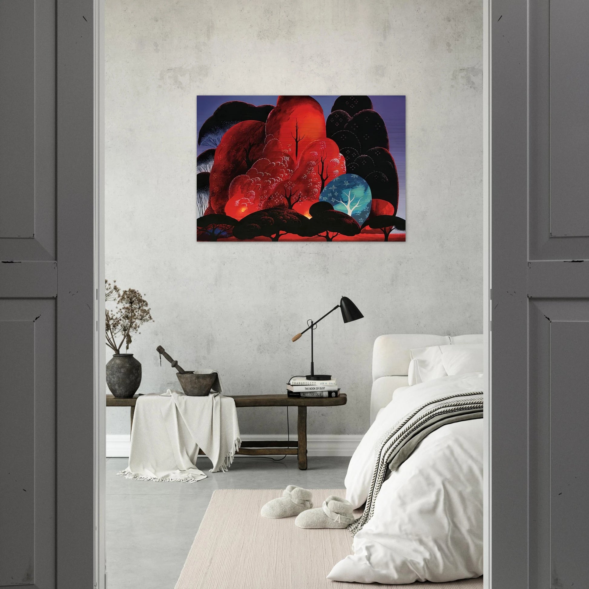 Blazing Glory - Eyvind Earle Brushed Aluminum Print - 70x100 cm / 28x40 inches | Eyvind Earle Aluminum Print | Eyvind Earle Prints