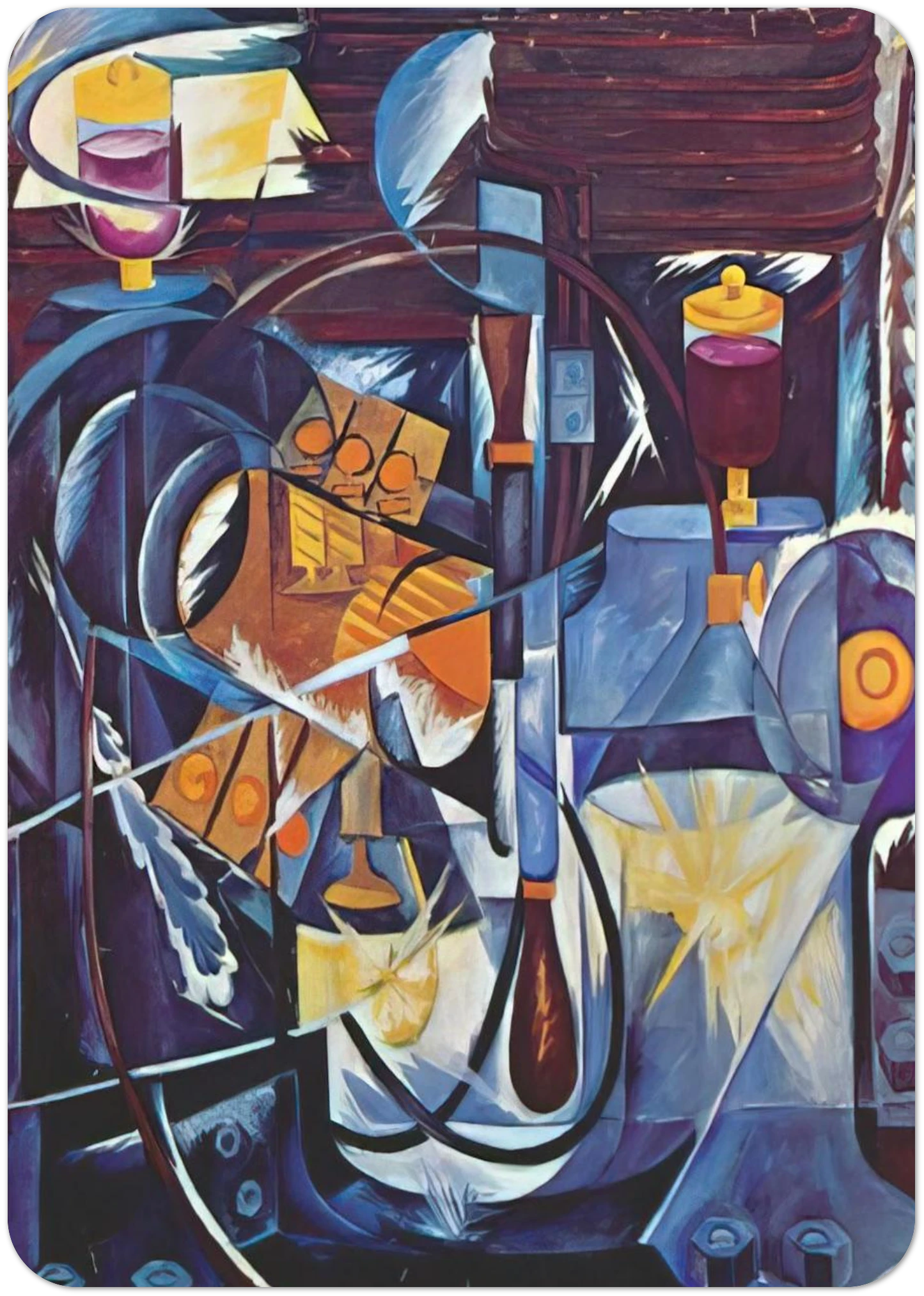 Dynamo machine - 1913 By Natalia Goncharova Pack of 10 Post Cards | Natalia Goncharova Post Cards | A6 (10.5 x 14.8 cm) - 4.1 x 5.8 inches