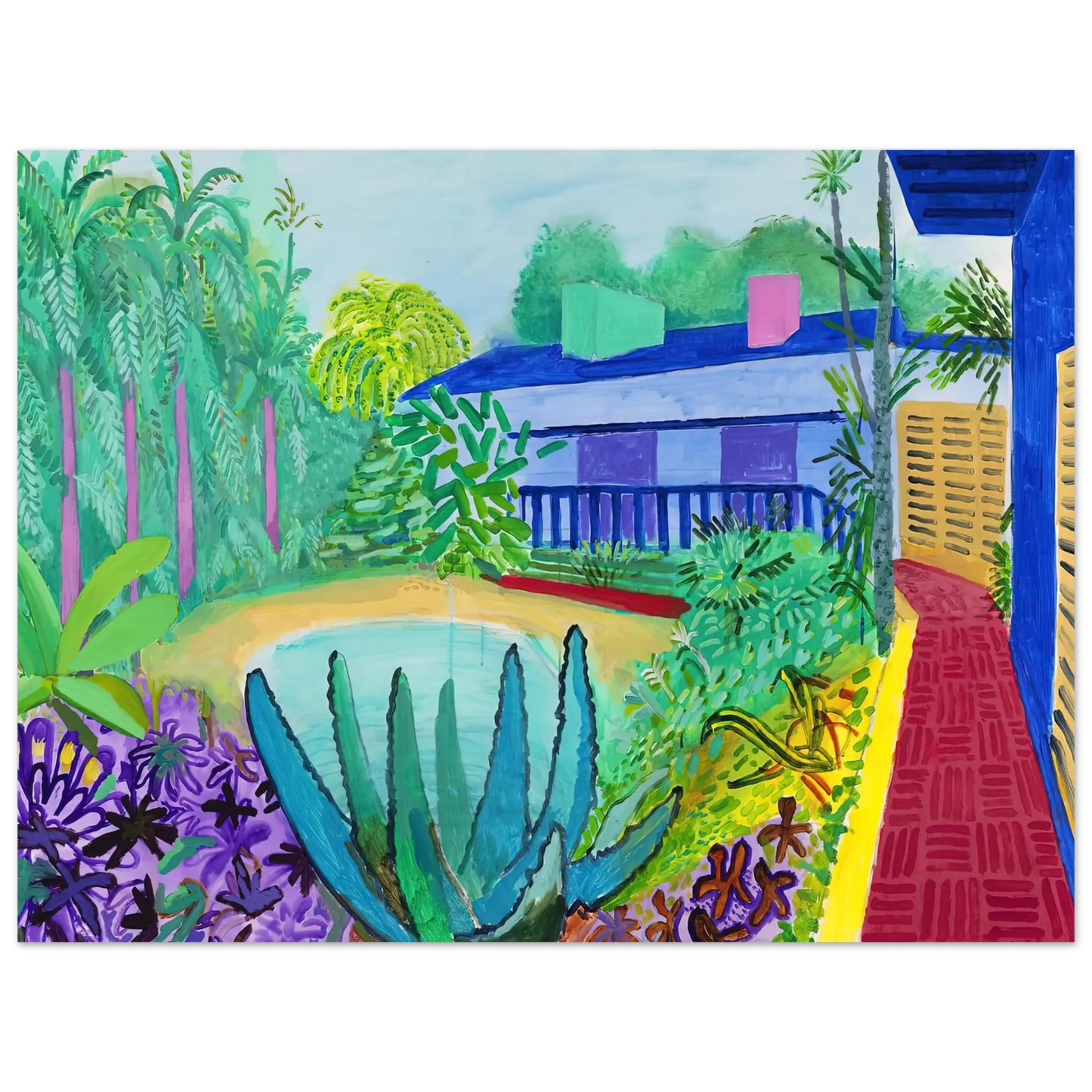 David Hockney - David Hockney Wall art - 28x43  cm / XL (11x17 Inches) - Premium Wooden Framed Poster With Fine Art Paper - Wood frame