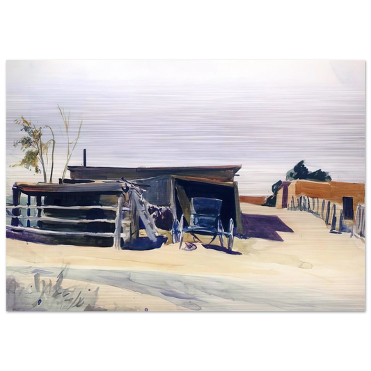 Adobes and Shed, New Mexico - Edward Hopper Brushed Aluminum Print - 70x100 cm / 28x40 inches | Edward Hopper Aluminum Print | Edward Hopper Prints