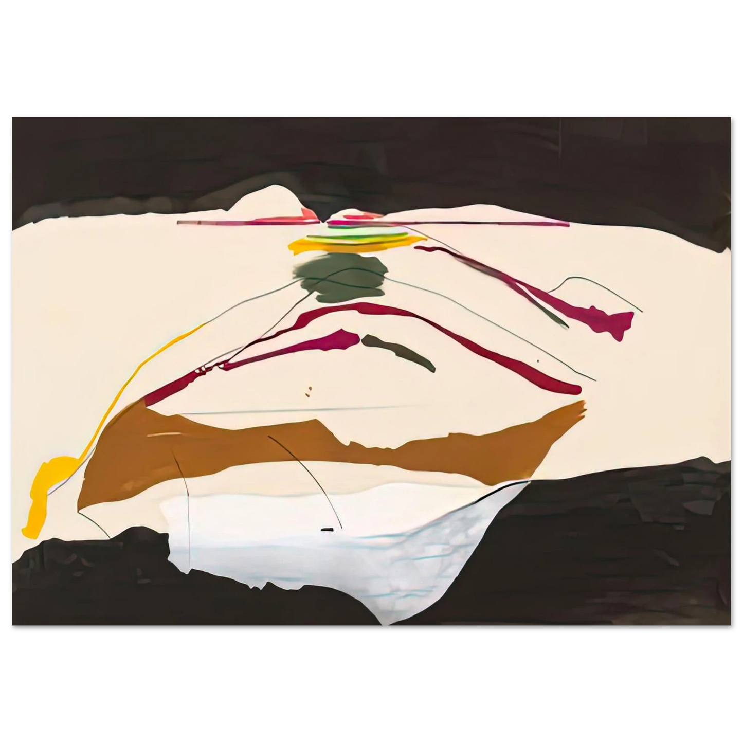 Helen Frankenthaler - New Paths, 1973- Wall Art - 60x80 cm / 24x32 inches - Premium Wooden Framed Poster With Fine Art Paper-canvas - Wood frame