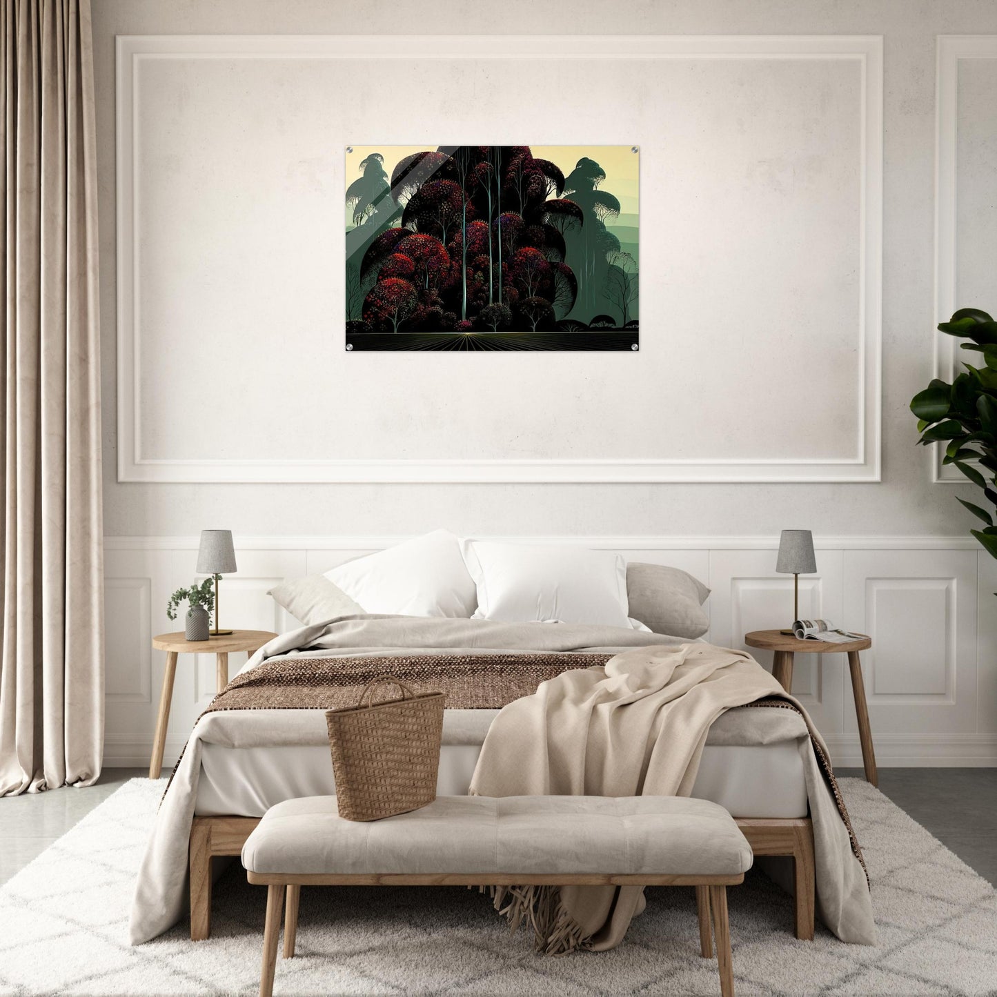 Crimson Autumn - Eyvind Earle Acrylic Print - 70x100 cm / 28x40″ inches
