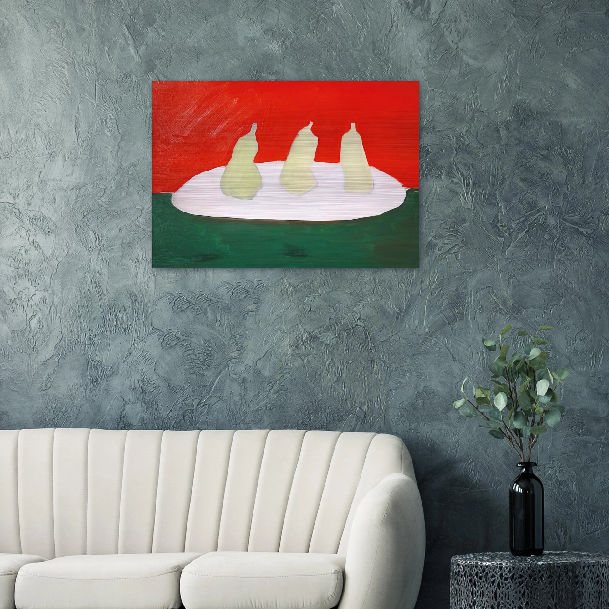 Nature morte, poires, fond vert et orange - Art Informel - Nicolas de Stael Brushed Aluminum Print - 70x100 cm / 28x40 inches | Nicolas de Stael Aluminum Print | Nicolas de Stael Prints