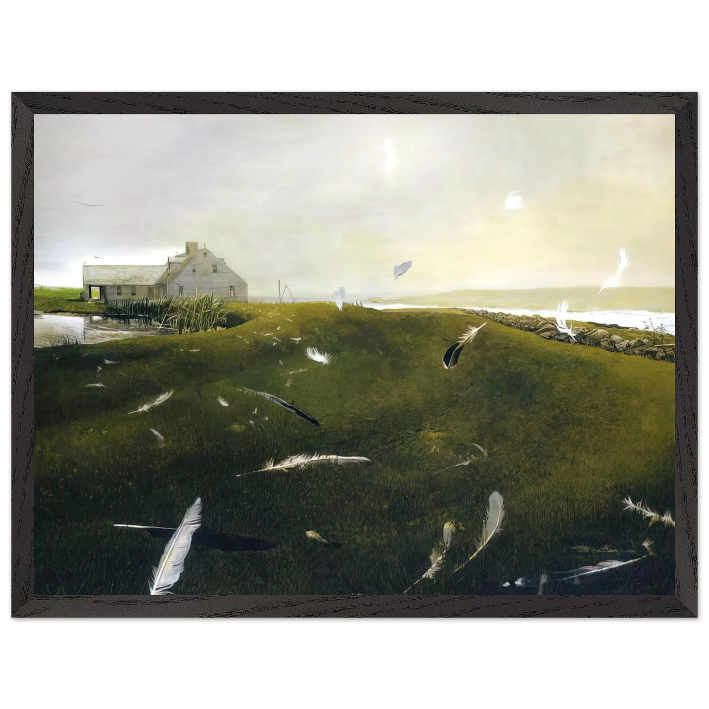 Andrew Wyeth - AIRBORNE Wall Art - 60x80 cm / 24x32 inches - Premium Wooden Framed Poster With Fine Art Paper-canvas - White frame