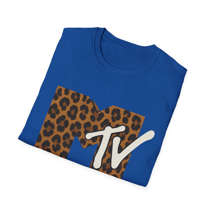 Camiseta gráfica vintage con estampado de guepardo de MTV, camiseta retro de música, televisión, banda de los años 80 y 90, camiseta unisex con estampado animal de rock