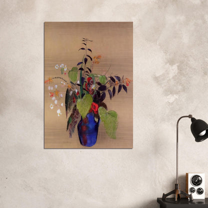 FLOWERS IN A BLUE JUG - Odilon Redon Brushed Aluminum Print - 70x100 cm / 28x40 inches | Odilon Redon Aluminum Print | Odilon Redon Prints