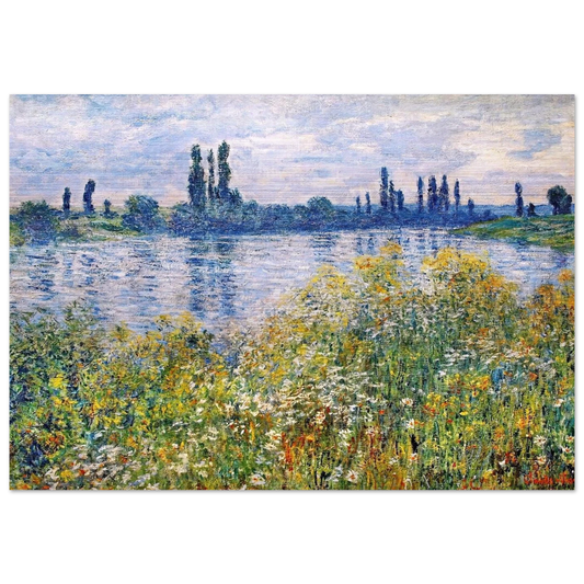 Flowers on the Banks of Seine near Vetheuil - claude monet Brushed Aluminum Print - 70x100 cm / 28x40 inches | claude monet Aluminum Print | claude monet Prints