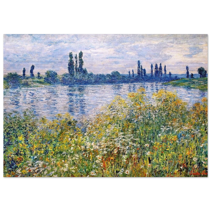 Flowers on the Banks of Seine near Vetheuil - claude monet Brushed Aluminum Print - 70x100 cm / 28x40 inches | claude monet Aluminum Print | claude monet Prints