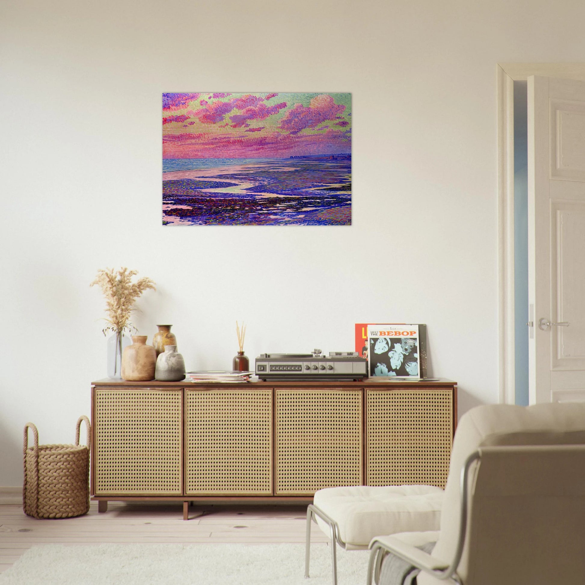 THE BEACH AT AMBLETEUSE AT LOW TIDE 1900 - Theo van Rysselberghe Brushed Aluminum Print - 70x100 cm / 28x40 inches | Theo van Rysselberghe Aluminum Print | Theo van Rysselberghe Prints