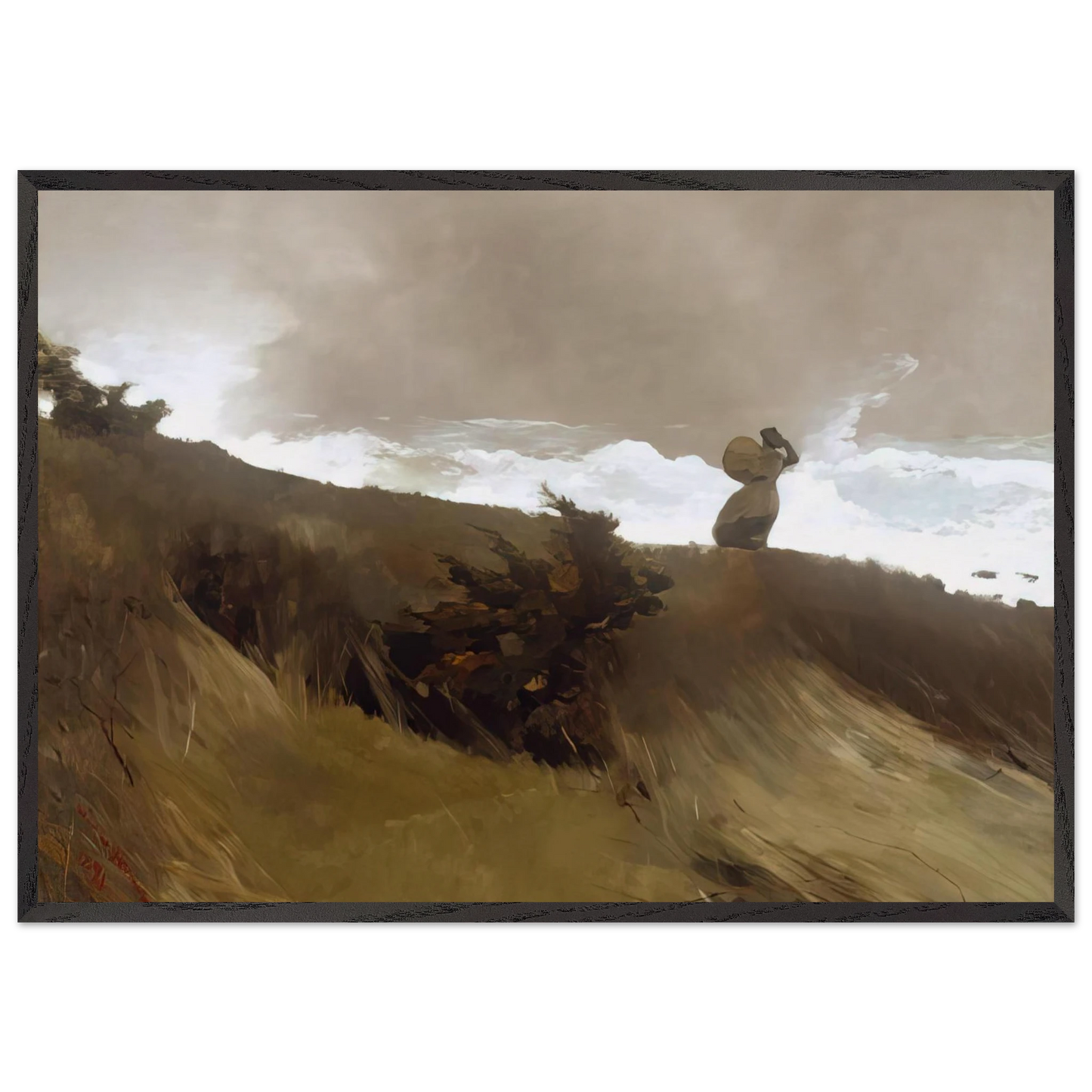 THE WEST WIND - Winslow Homer 70x100 cm / 28x40 inches Framed Art Print – Black Wooden Frame