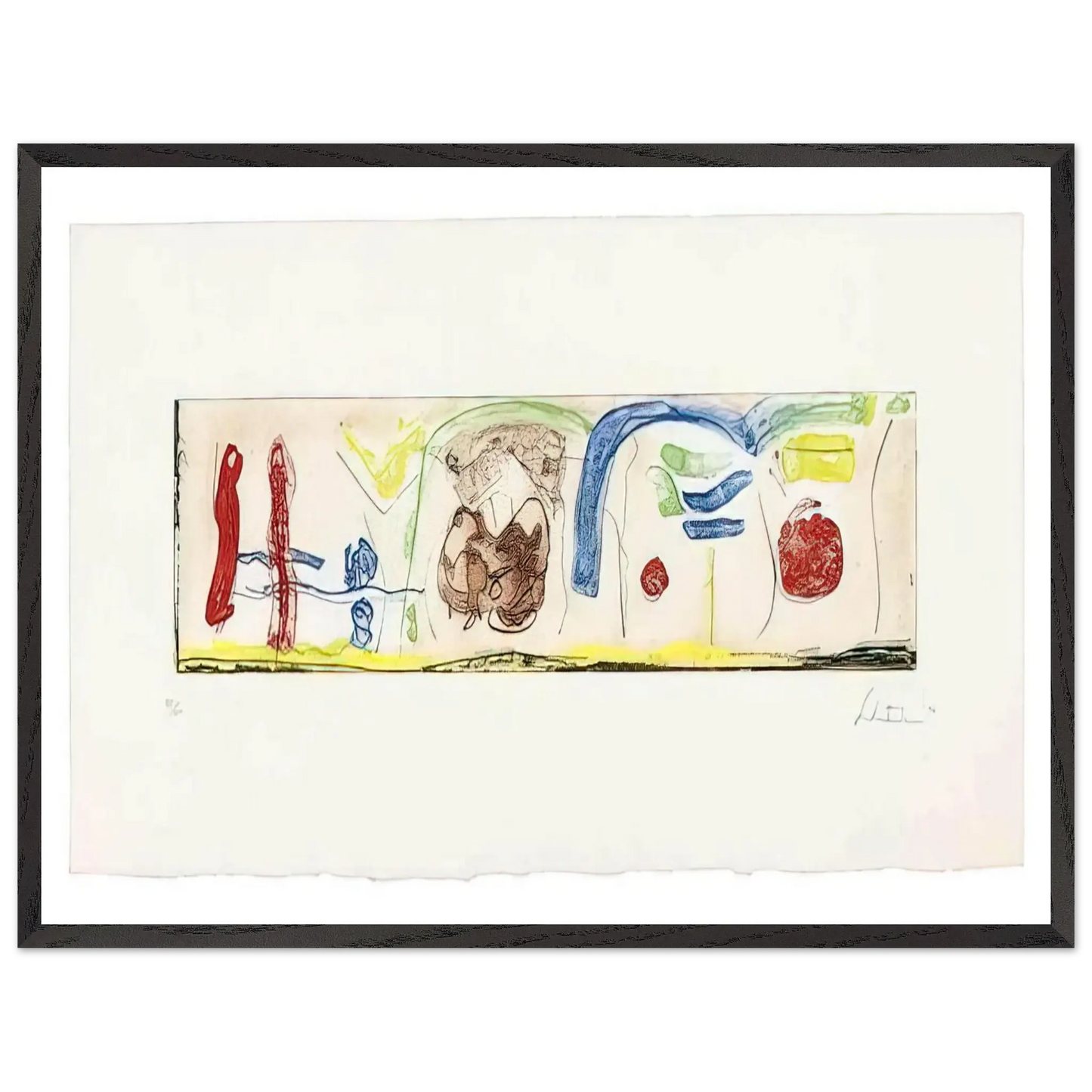 Helen Frankenthaler - Bridges - 1996 Wall art - 27x35 cm / 11x14 Inches - Premium Wooden Framed Poster With Fine Art Paper - Black frame