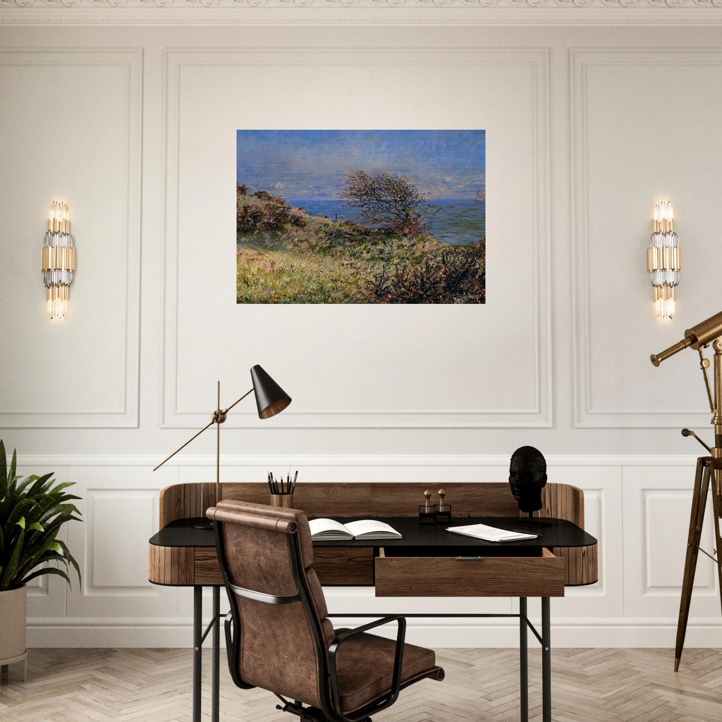 On the Cliff at Fecamp - claude monet Brushed Aluminum Print - 70x100 cm / 28x40 inches | claude monet Aluminum Print | claude monet Prints