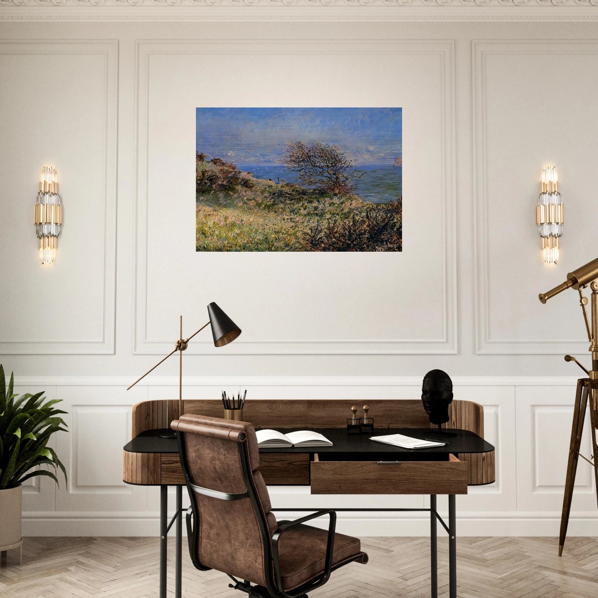 On the Cliff at Fecamp - claude monet Brushed Aluminum Print - 70x100 cm / 28x40 inches | claude monet Aluminum Print | claude monet Prints