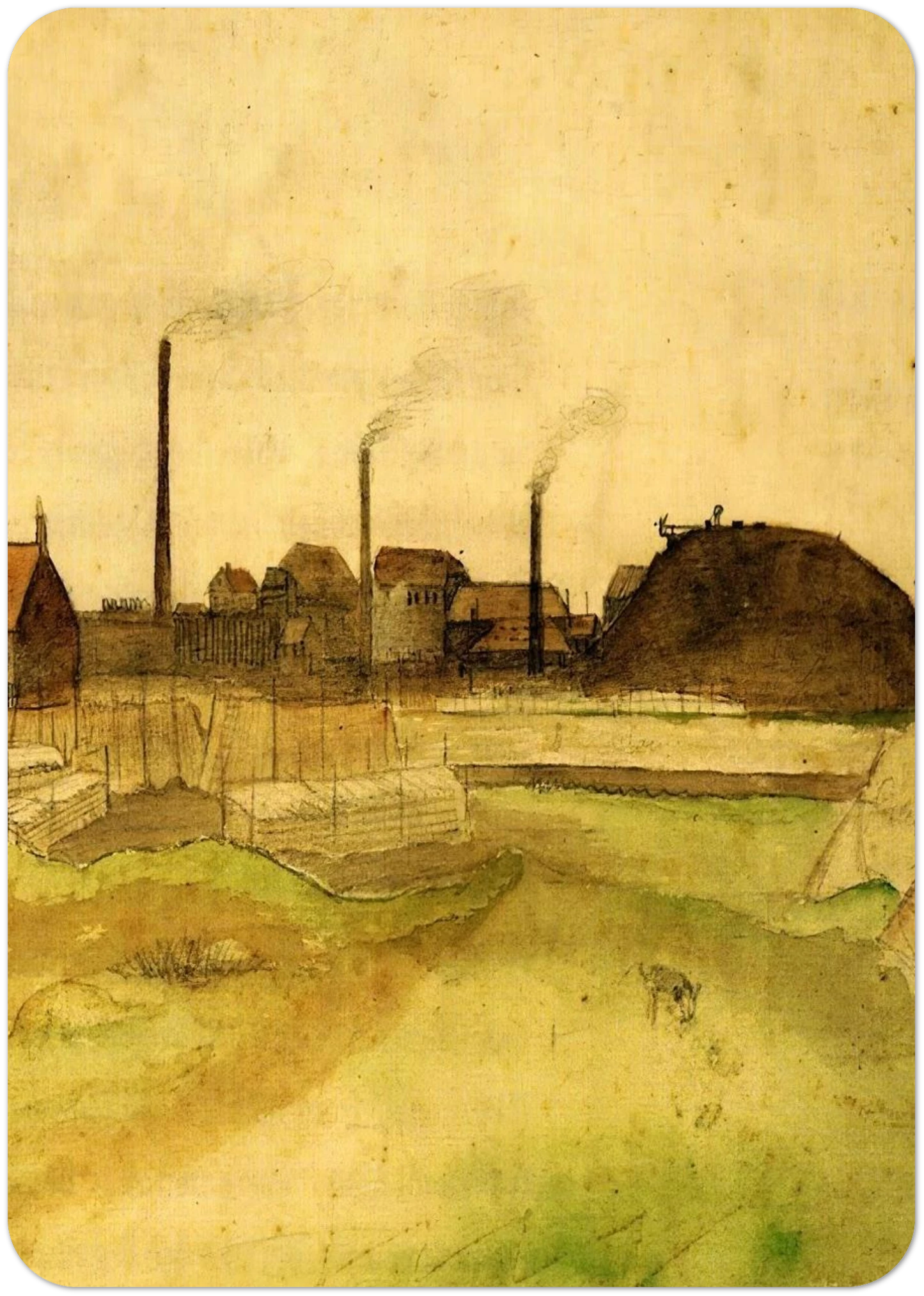 Coalmine in the Borinage By Vincent van Gogh Pack of 10 Post Cards | Vincent van Gogh Post Cards | A6 (10.5 x 14.8 cm) - 4.1 x 5.8 inches