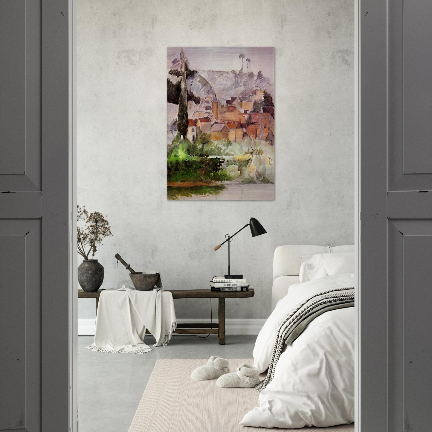 Medan Chateau and Village - Paul Cézanne Brushed Aluminum Print - 70x100 cm / 28x40 inches | Paul Cézanne Aluminum Print | Paul Cézanne Prints