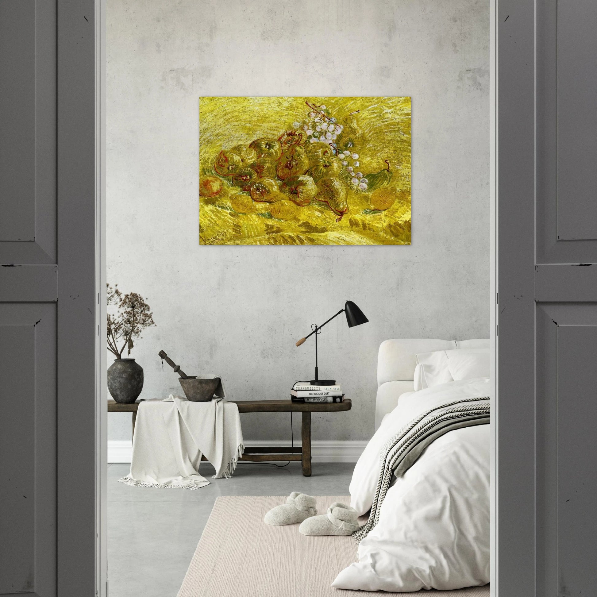 Still life with grapes,pears and lemons - Vincent van Gogh Brushed Aluminum Print - 70x100 cm / 28x40 inches | Vincent van Gogh Aluminum Print | Vincent van Gogh Prints