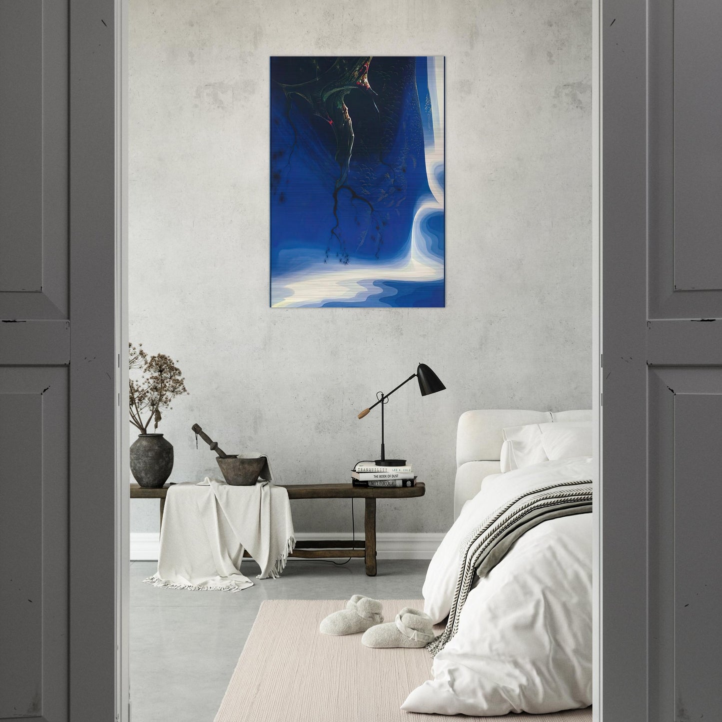 Blue Purple Mist - Eyvind Earle Brushed Aluminum Print - 70x100 cm / 28x40 inches | Eyvind Earle Aluminum Print | Eyvind Earle Prints