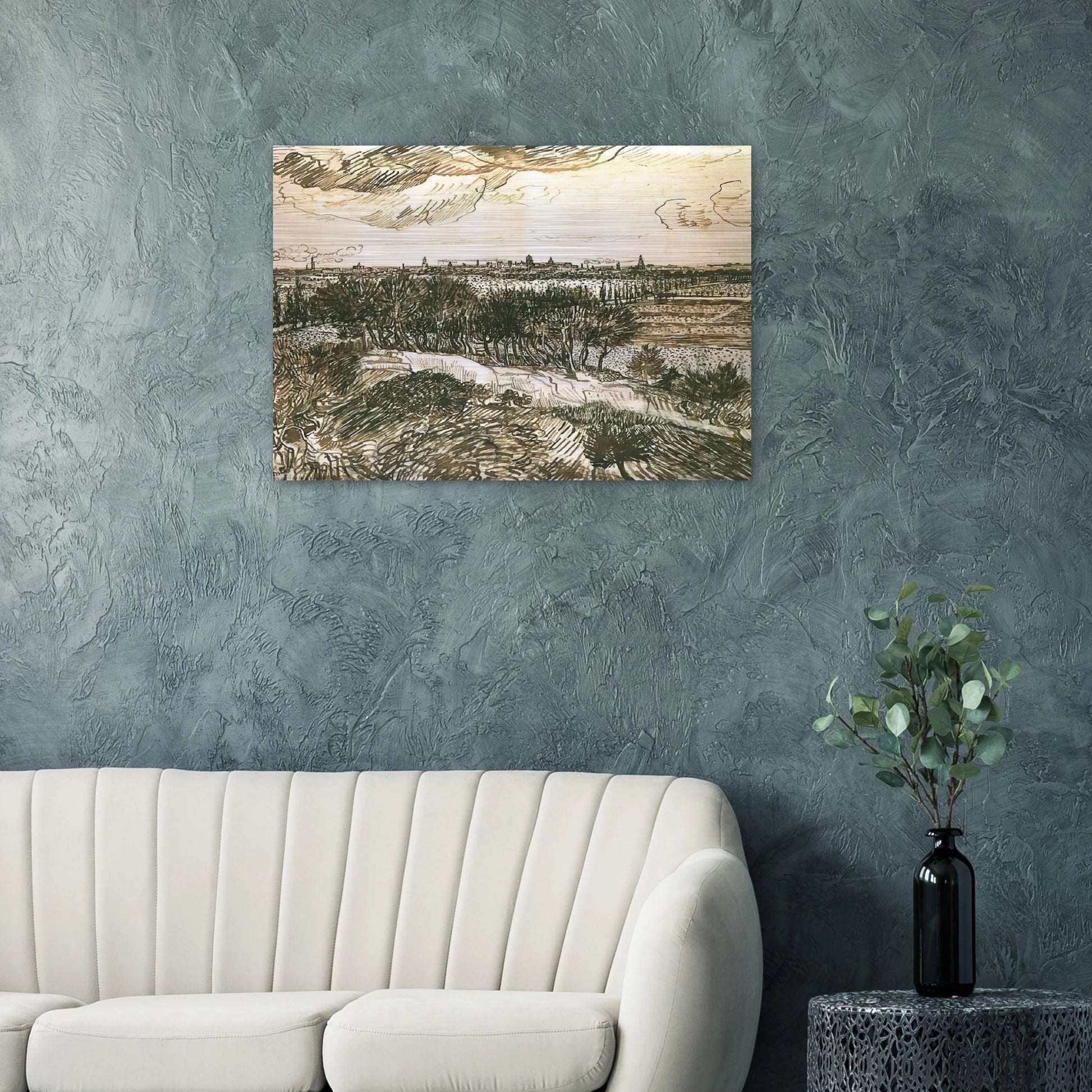 View of Arles from a Hill - Vincent van Gogh Brushed Aluminum Print - 70x100 cm / 28x40 inches | Vincent van Gogh Aluminum Print | Vincent van Gogh Prints