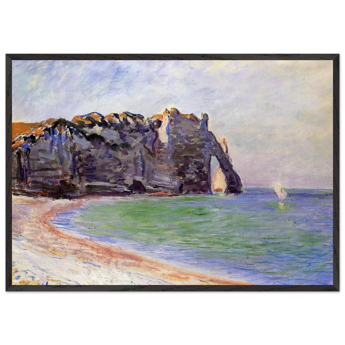 The Manneport Etretat the Porte dAval - claude monet 70x100 cm / 28x40 inches Framed Art Print – Black Wooden Frame