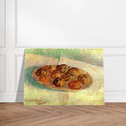 Still Life with Basket of Apples to Lucien Pissarro - Vincent van Gogh Brushed Aluminum Print - 70x100 cm / 28x40 inches | Vincent van Gogh Aluminum Print | Vincent van Gogh Prints