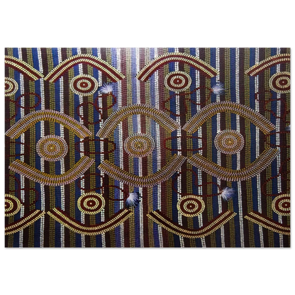 Anmatyerre Ceremonial Designs Associated with the Rockhole Site Intankangu - 1982 - Clifford Possum Tjapaltjarri Brushed Aluminum Print - 70x100 cm / 28x40 inches | Clifford Possum Tjapaltjarri Aluminum Print | Clifford Possum Tjapaltjarri Prints