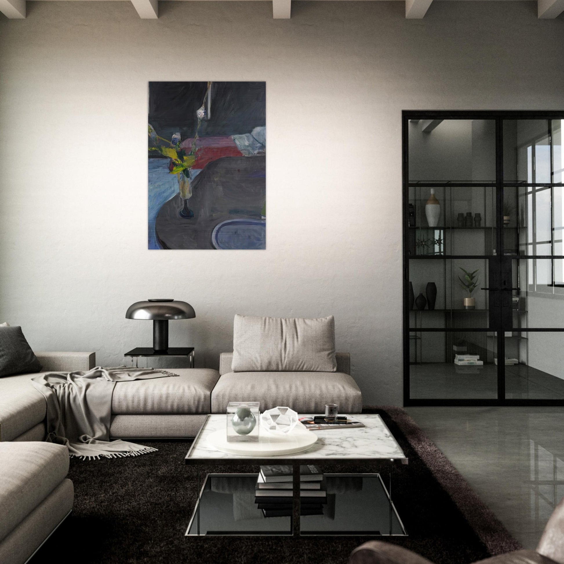 Interior with Flowers - Richard Diebenkorn Brushed Aluminum Print - 70x100 cm / 28x40 inches | Richard Diebenkorn Aluminum Print | Richard Diebenkorn Prints