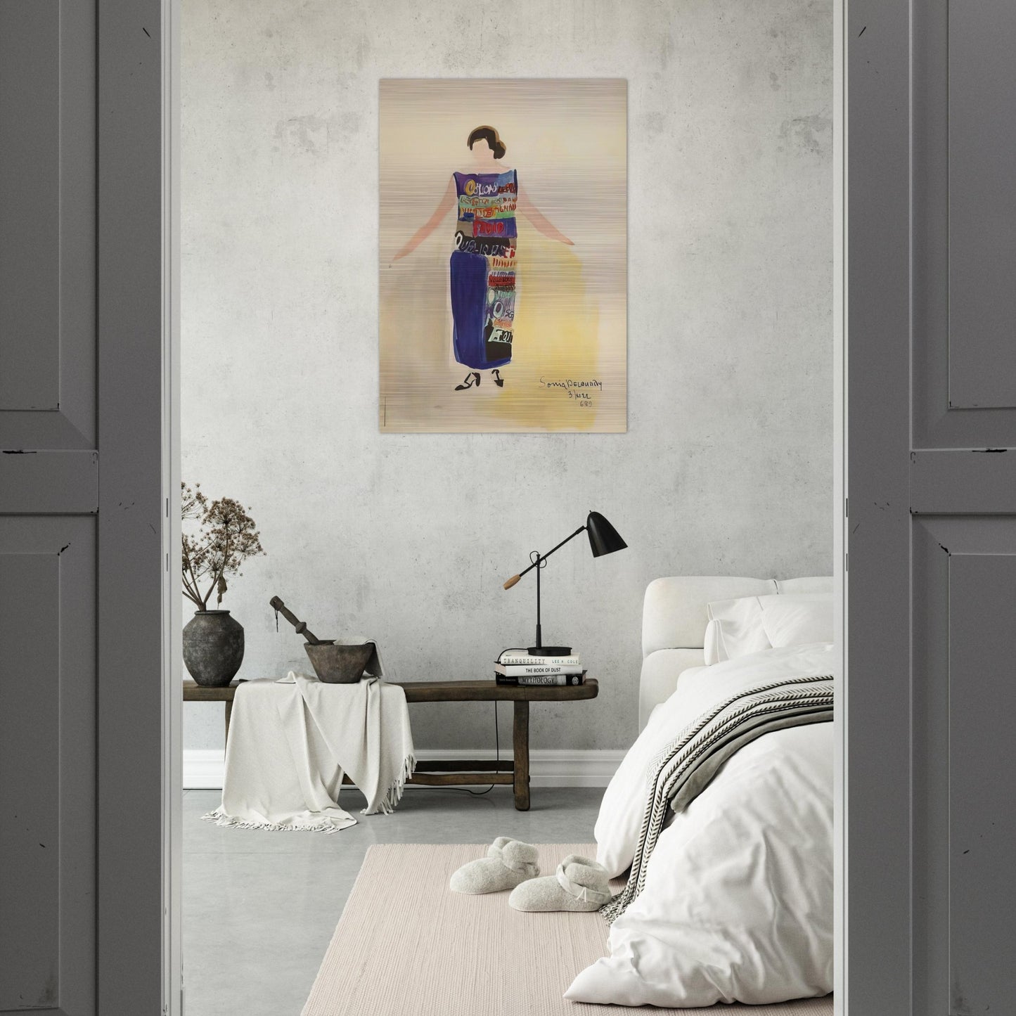 ROBE POEME OUBLIONS LES OISEAUX 1922 - Sonia Delaunay Brushed Aluminum Print - 70x100 cm / 28x40 inches | Sonia Delaunay Aluminum Print | Sonia Delaunay Prints