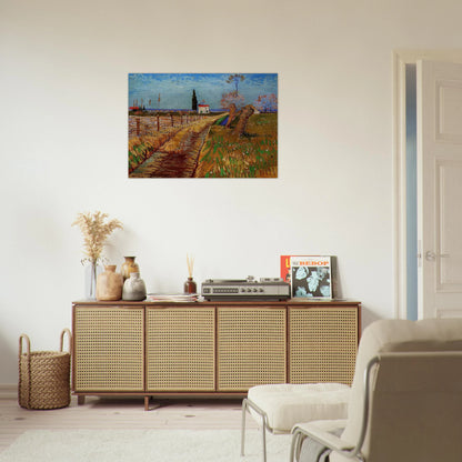 Path Through a Field with Willows - Vincent van Gogh Brushed Aluminum Print - 70x100 cm / 28x40 inches | Vincent van Gogh Aluminum Print | Vincent van Gogh Prints