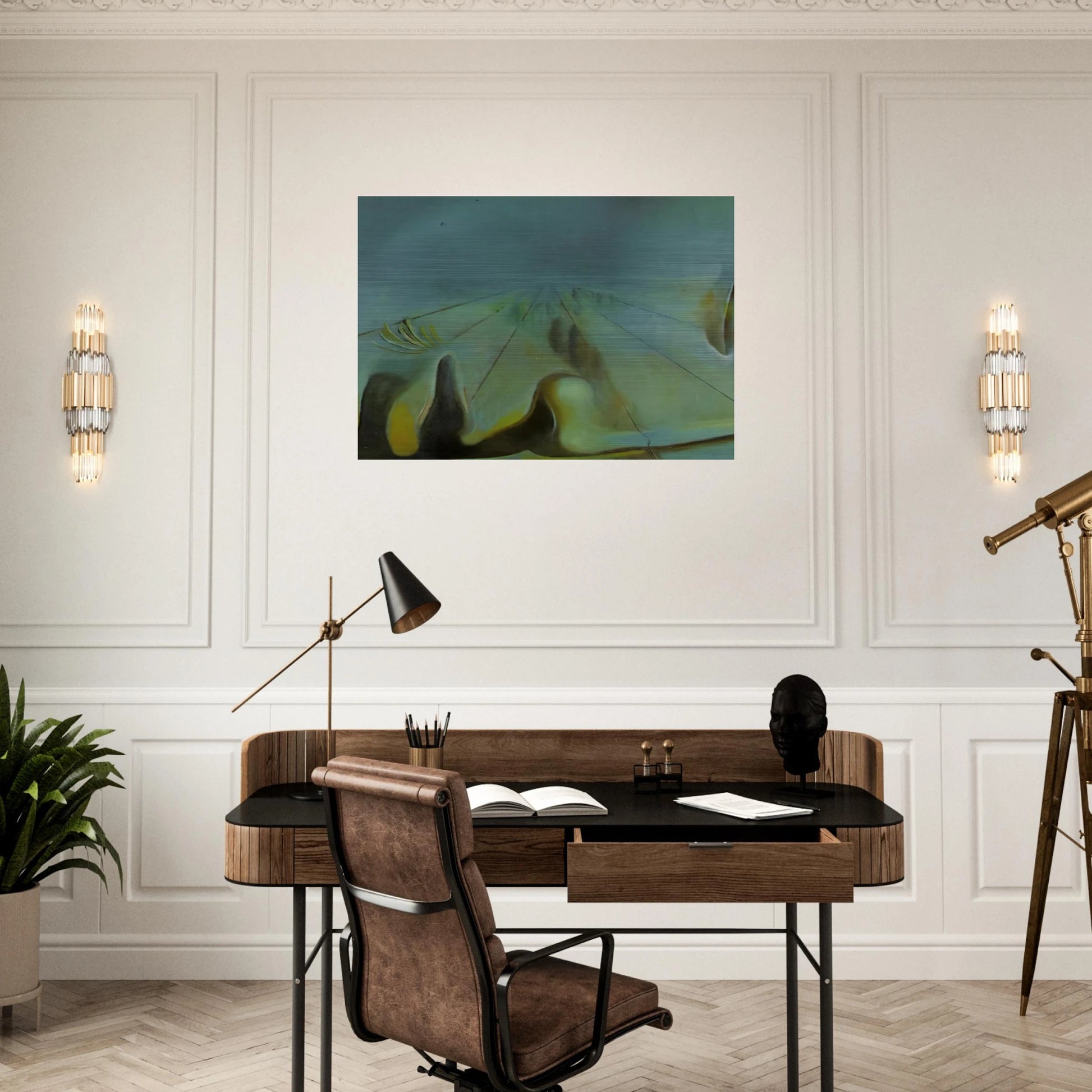 ENIGMA UNFINISHED VERSION OF THE THREE GLORIOUS ENIGMAS OF GALA - Salvador Dali Brushed Aluminum Print - 70x100 cm / 28x40 inches | Salvador Dali Aluminum Print | Salvador Dali Prints